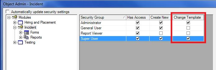 Change Incident Template Security