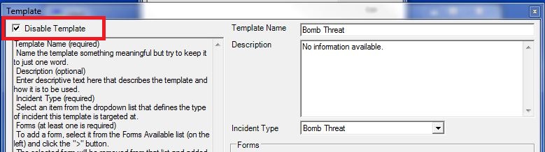Disable Incident Template
